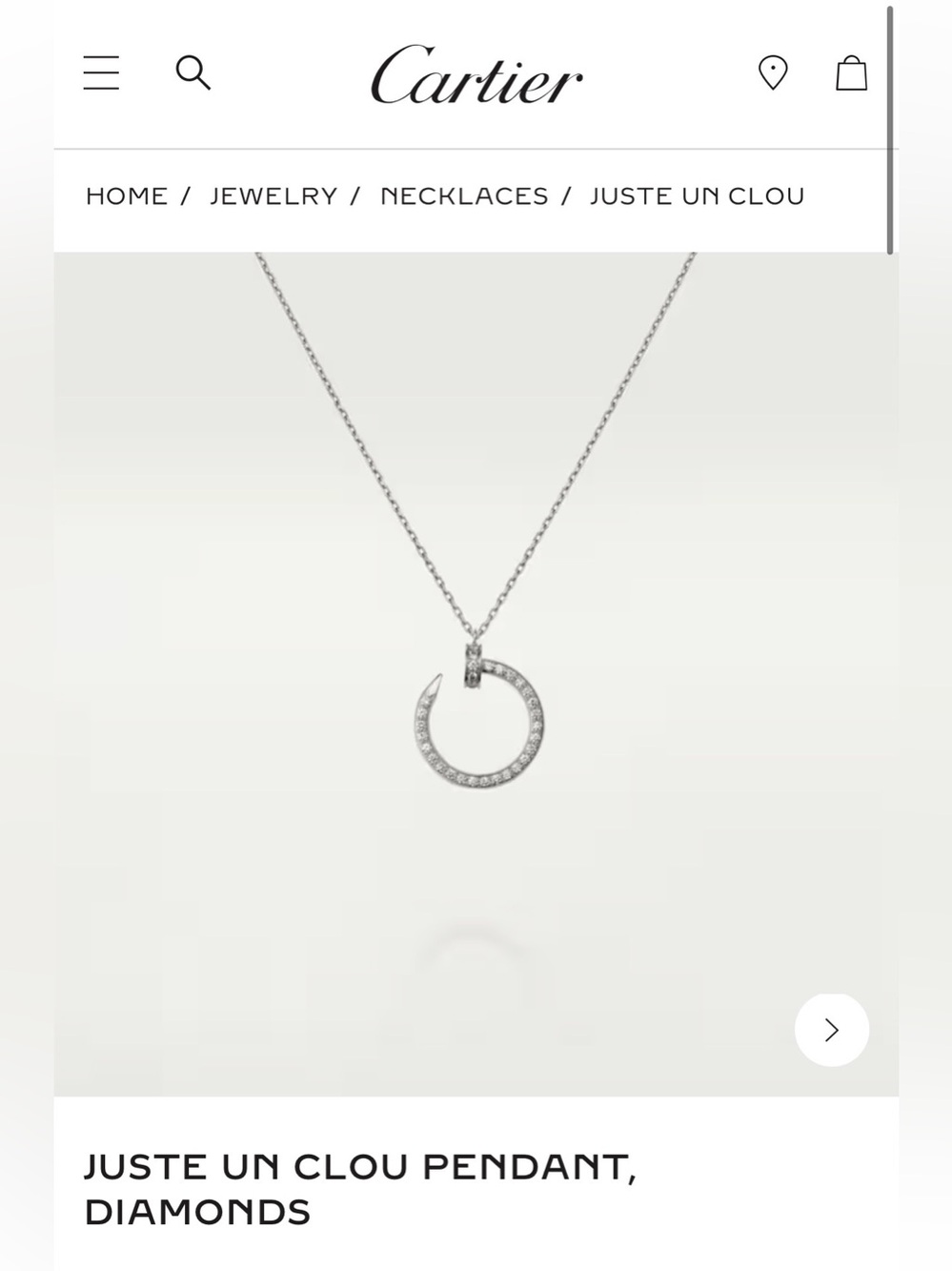Cartier Juste un Clou pendant necklace.